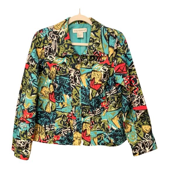 Requirements Vibrant Multicolored Abstract Print Jacket Size Medium EUC - Picture 1 of 7
